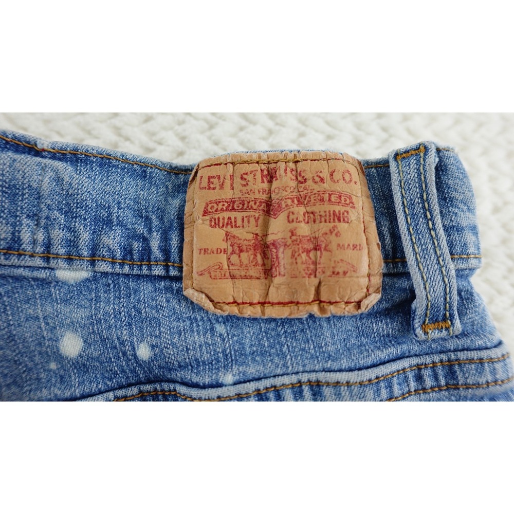 VTG Levi's Size 12 Jeans 550 Classic Relax Taper Distress Destroyed Ripped Blue - Picture 8 of 15